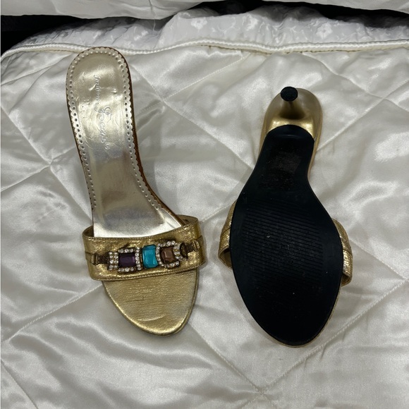 Gold gem shoes bought in Acapulco Mexico. - Picture 3 of 3